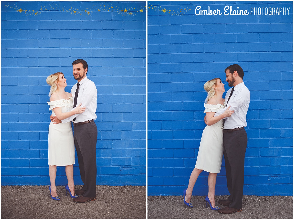 blue mod 50's inspired elopement 