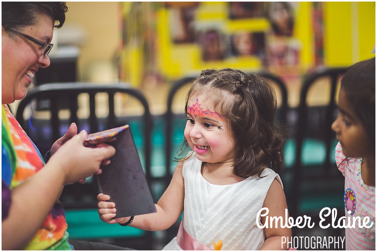 lifestyle birthday photography for girl toddler with face painting and games