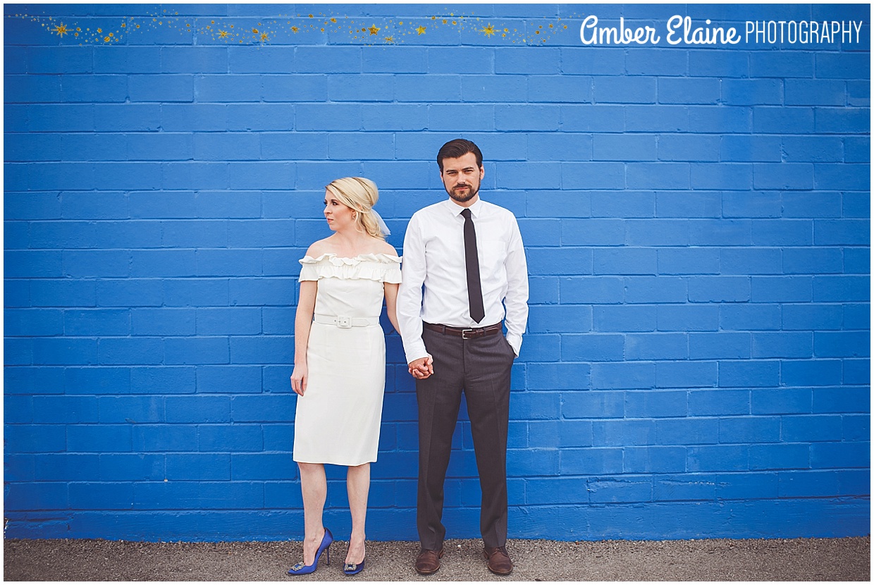 blue mod 50's inspired elopement 