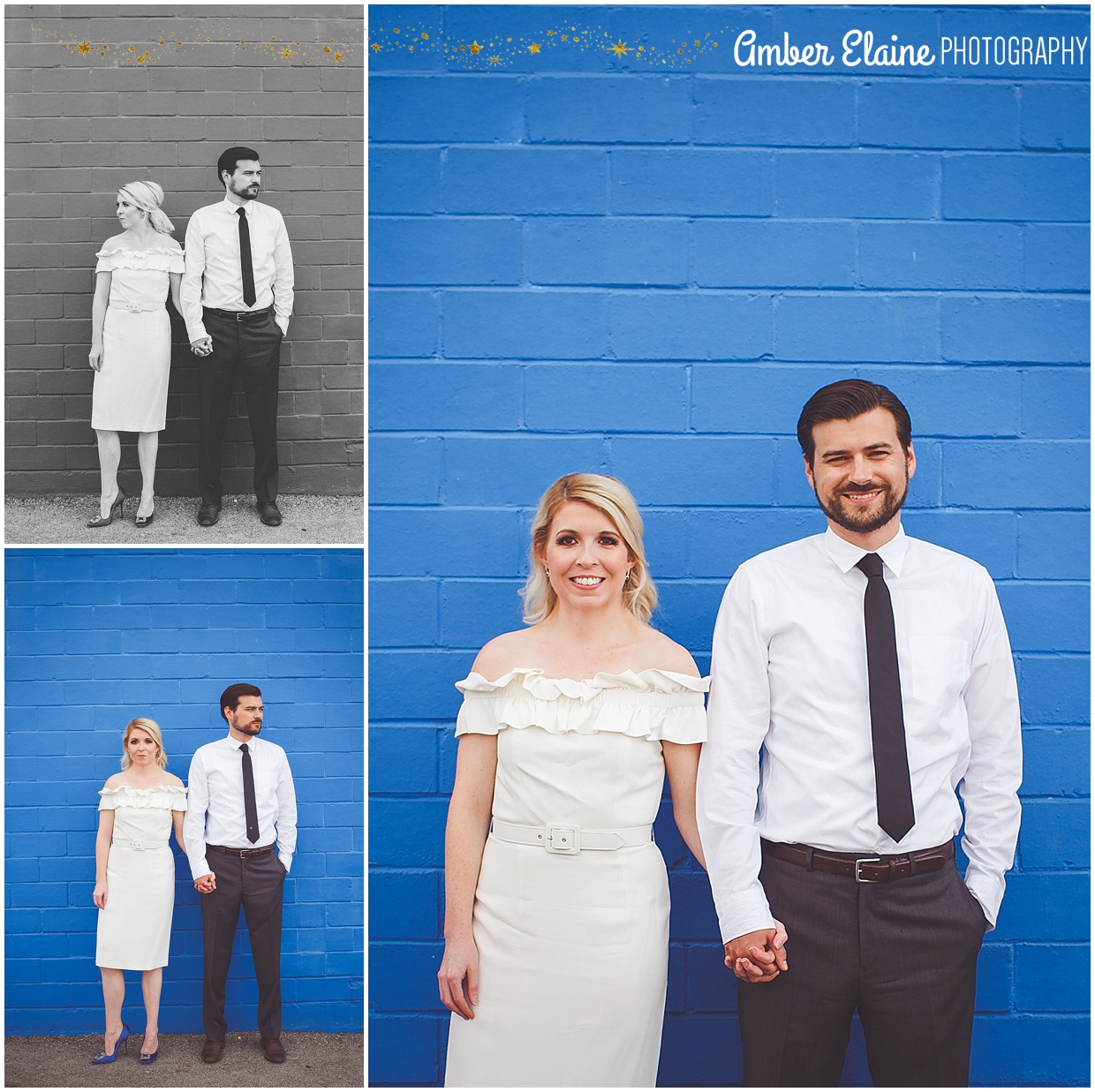 blue mod 50's inspired elopement 