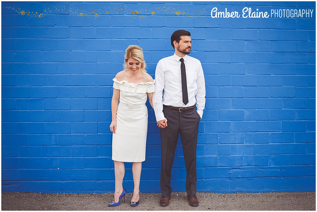 blue mod 50's inspired elopement 