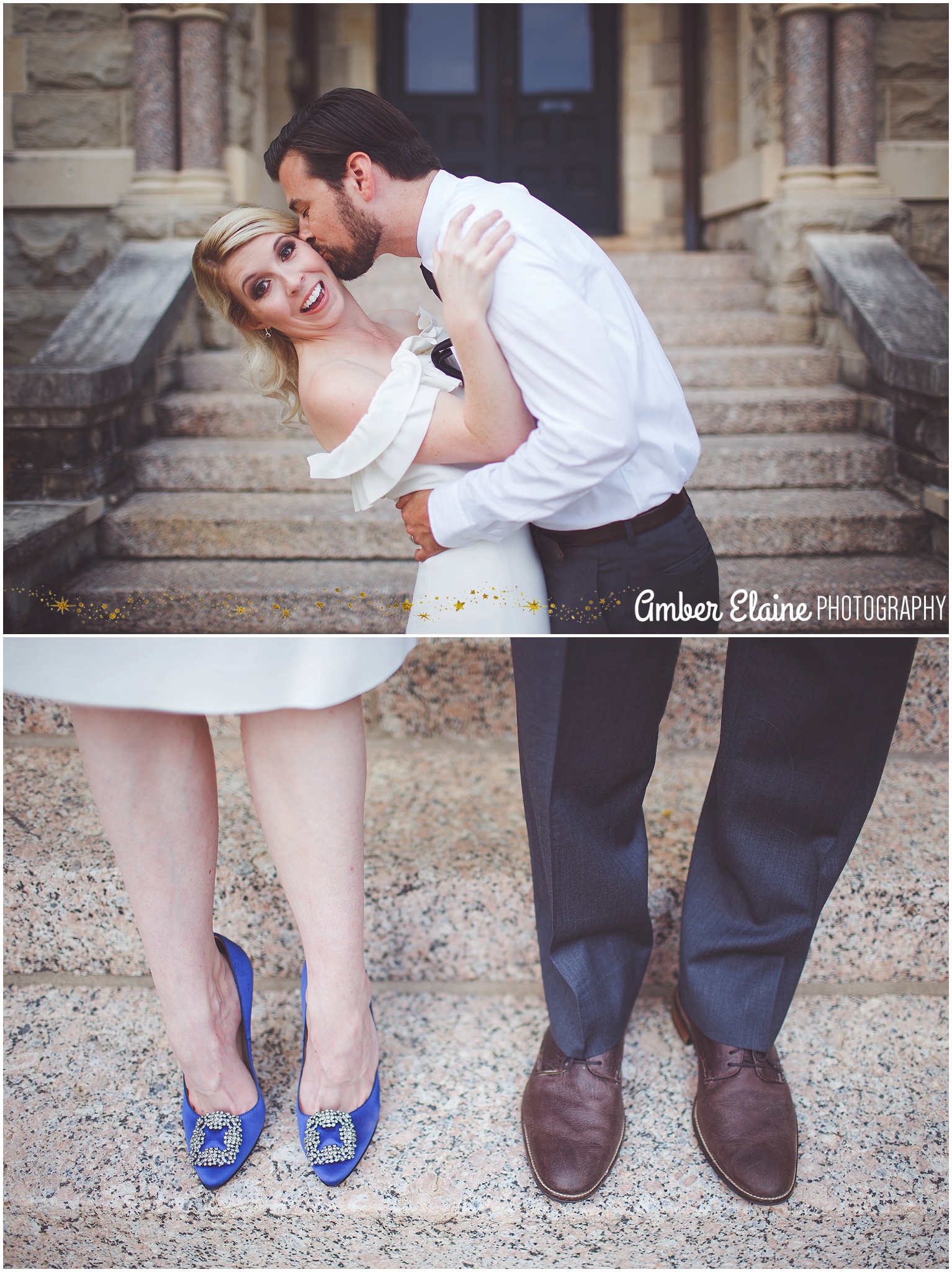 blue mod 50's inspired elopement 