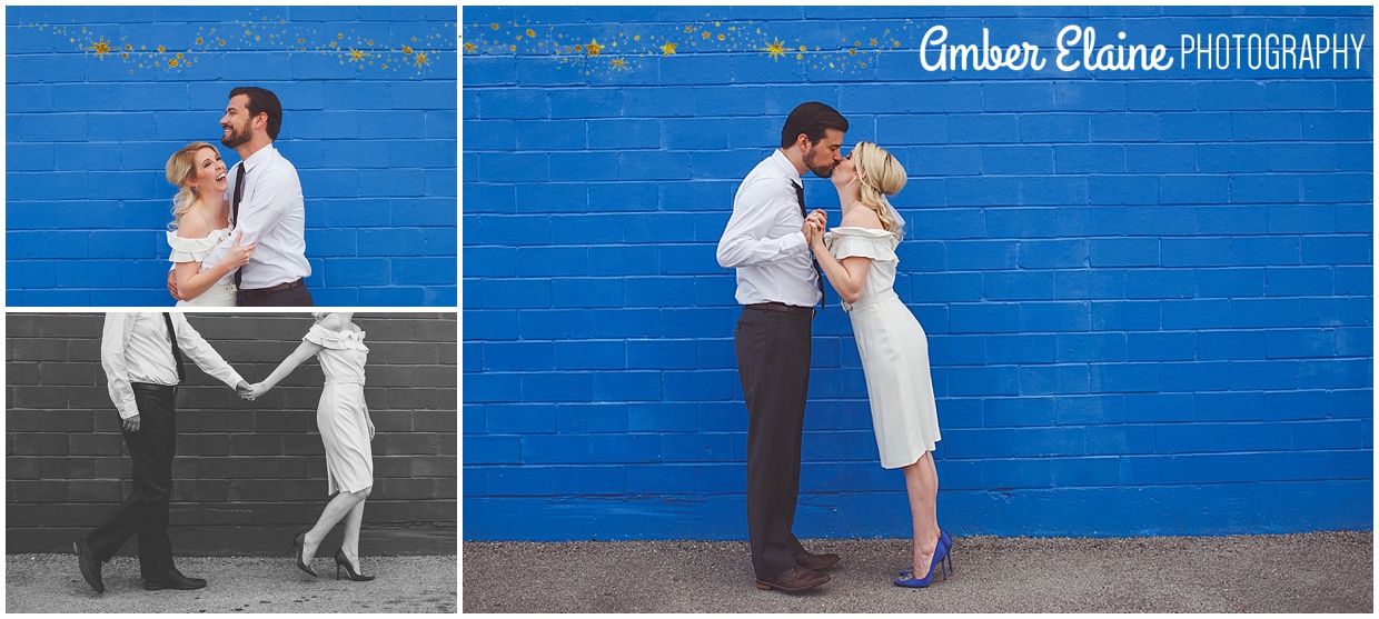 blue mod 50's inspired elopement 