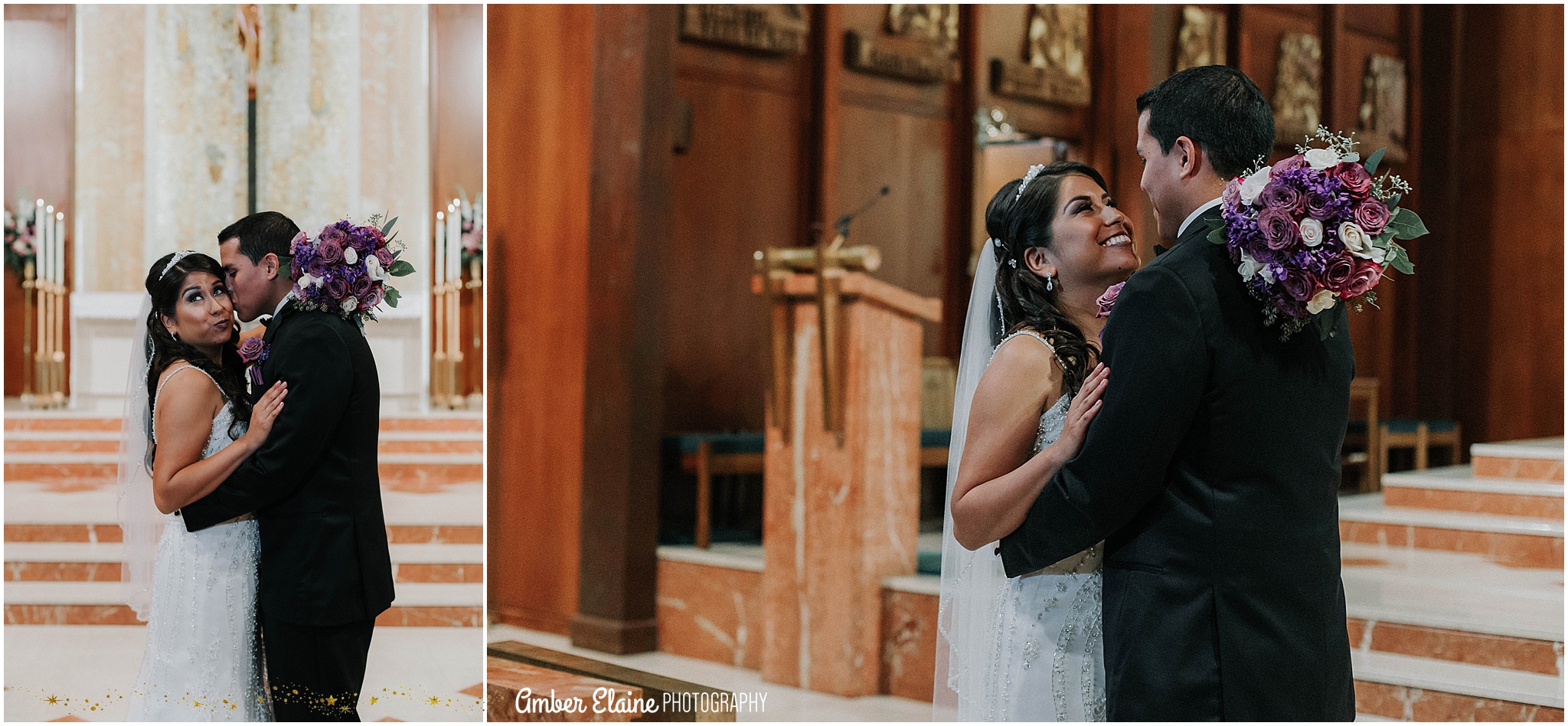 purple winter catholic wedding Victoria Texas