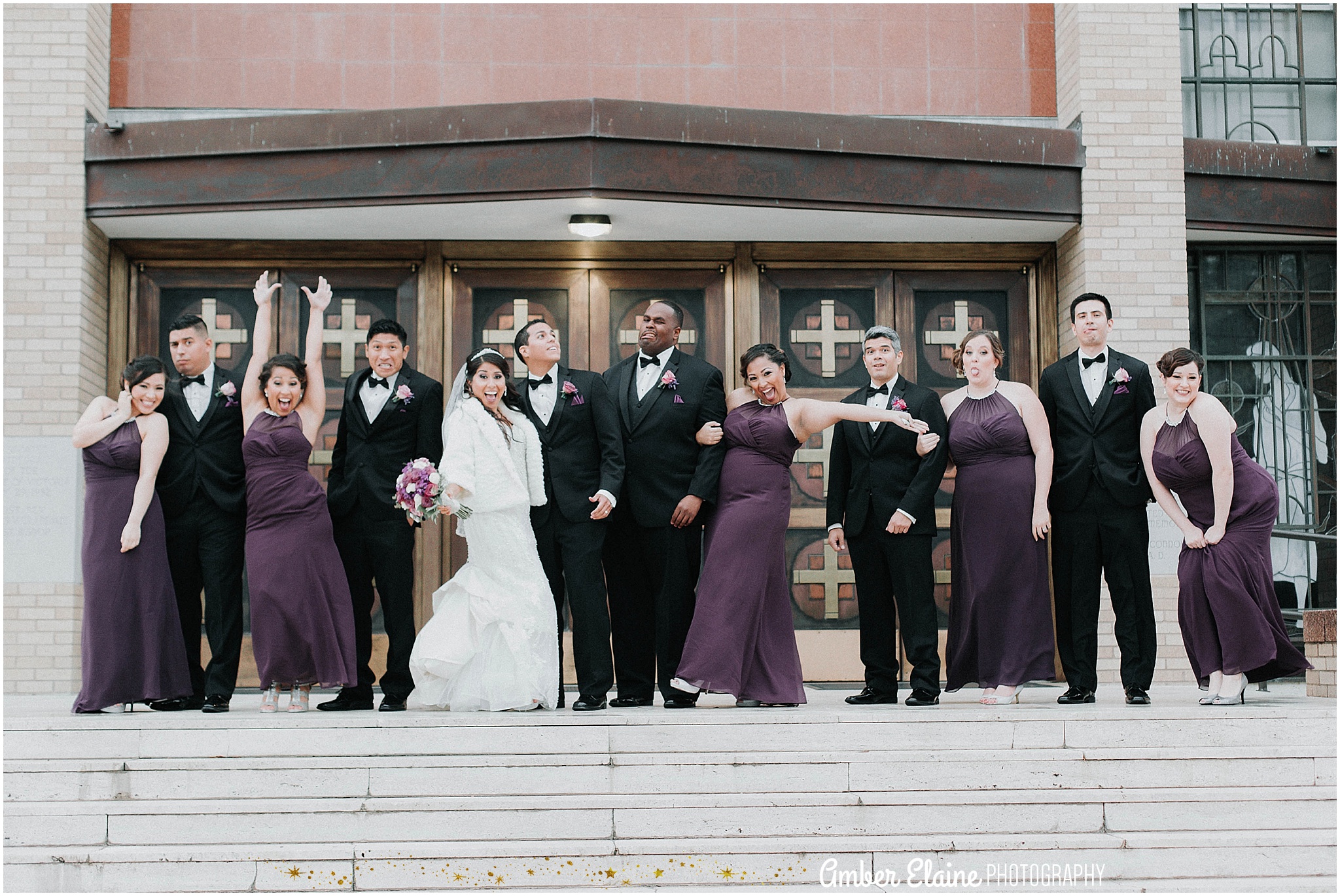 purple winter catholic wedding Victoria Texas