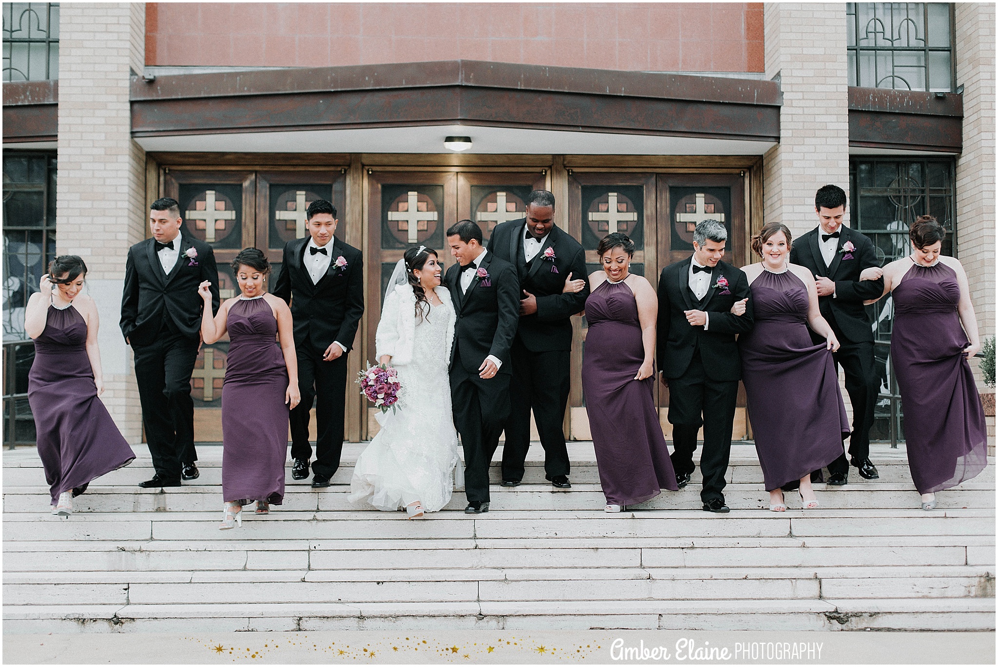 purple winter catholic wedding Victoria Texas